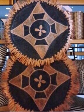𝅺TWO Genuine Leather Custom Hand-made Circular Pillow Cases